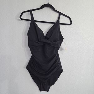 Popilush The Shapewear Ruched Swimsuit for Womens Tummy Control V-Neck Sz Medium